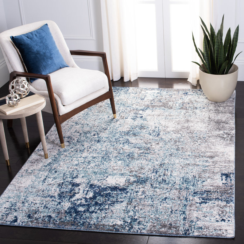 17 Stories Maximus Abstract Light Blue/Gray Area Rug Wayfair
